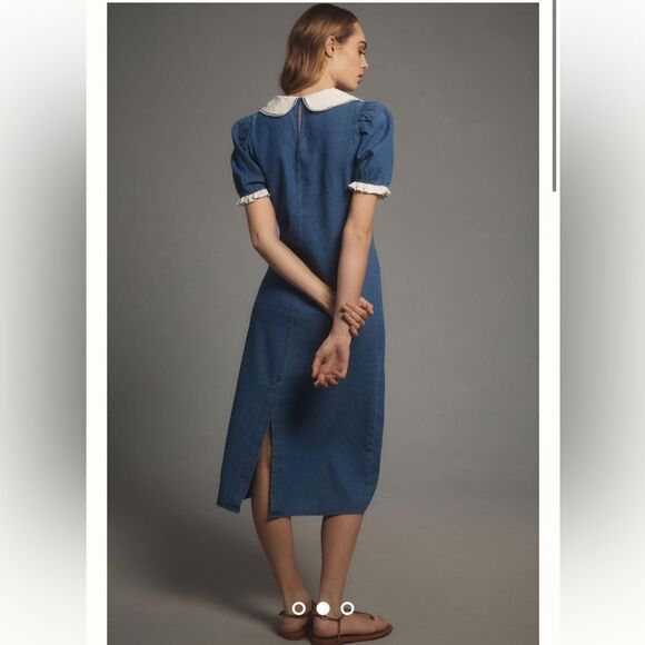 Anthropologie Porridge Denim Collared Slim Midi Dress NWT - Picture 2 of 8
